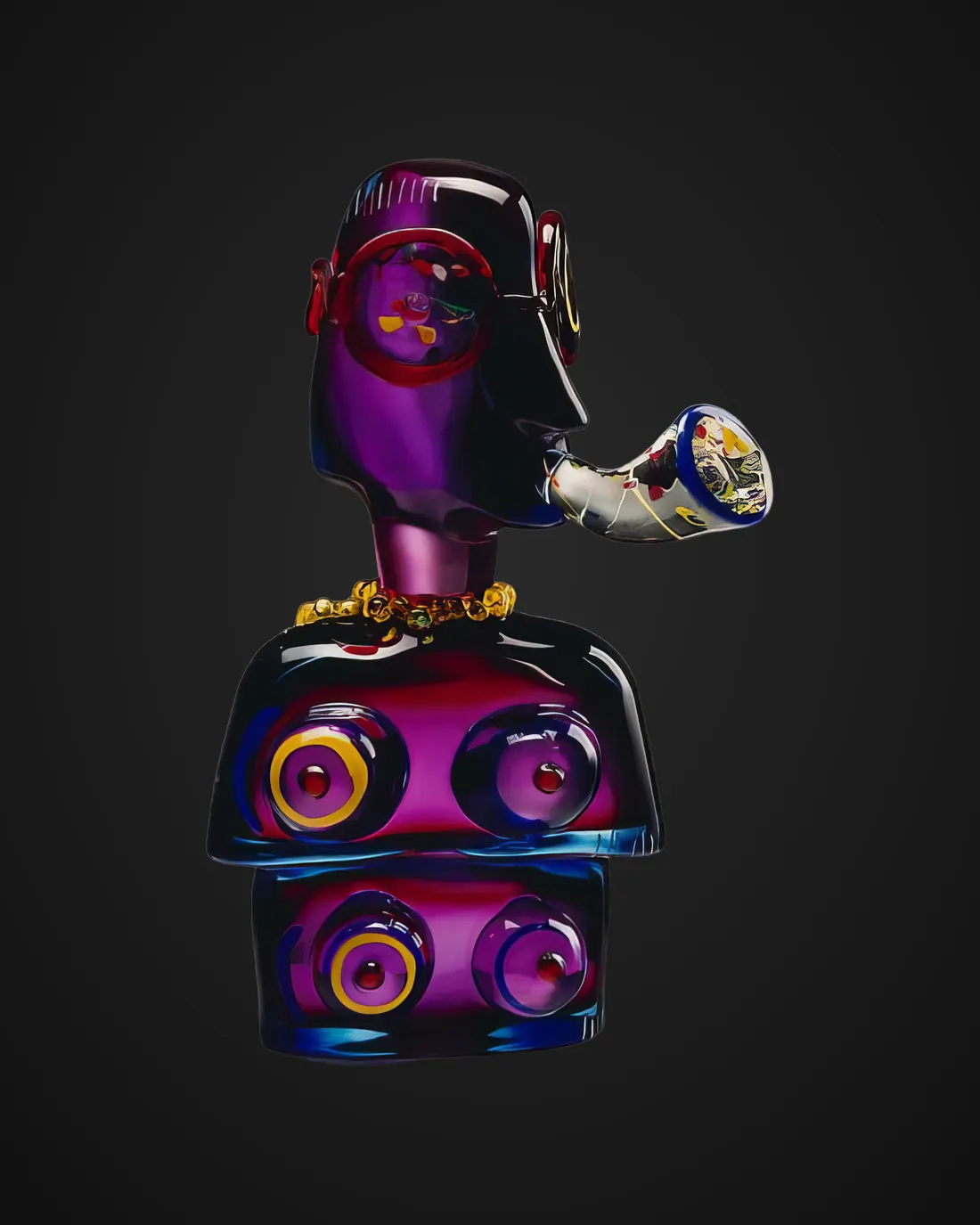 Glass sculpture by Alfredo Sosabravo: purple bust